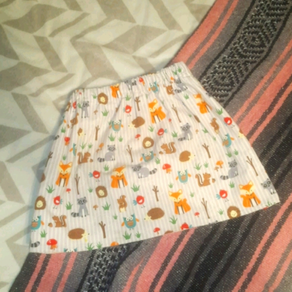 Handmade  woodland critter skirt 4T